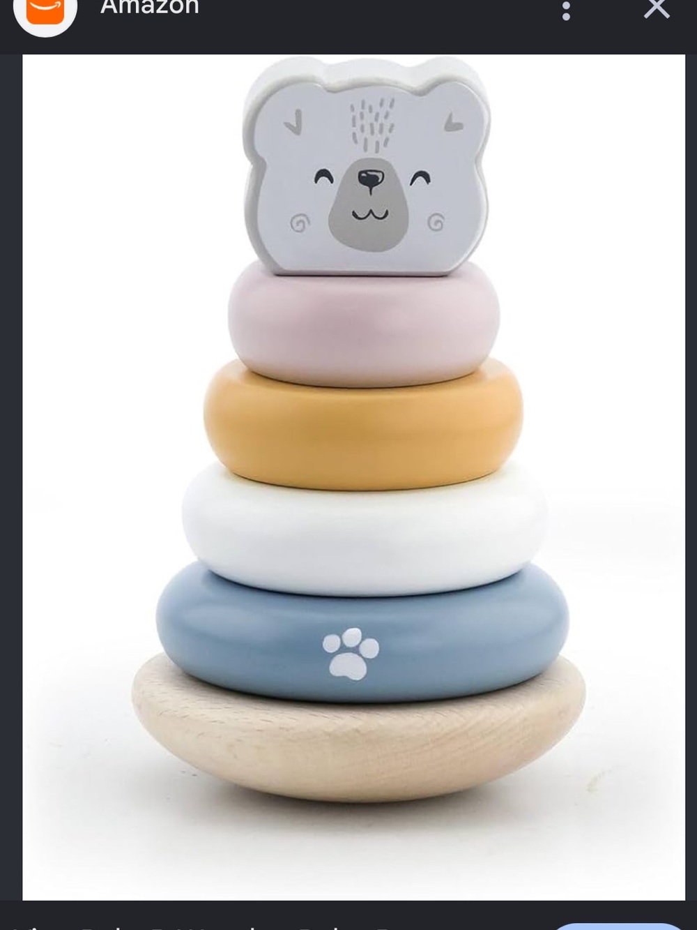PolarB Wooden Bear Stacker - Pastel Blue, Pink, Gold & Cream